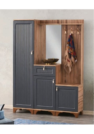 Bera Atlantik Çam - Lacivert 3 Kapılı 1 Çekmeceli Hayal Portmanto Atlantik Çam