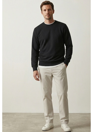 Elemge Pamuklu Erkek Sweatshirt Siyah Soft Touch Relax Fit Basic Bisiklet Yaka 3 Iplik Nefes Alan Elemge Pamuklu Erkek Sweatshirt Siyah Soft Touch Relax Fit Basic Bisiklet Yaka 3 Iplik Nefes Alan