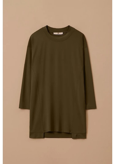 Seçil Kadın Sıfır Yaka Basic Tunik - Haki Haki