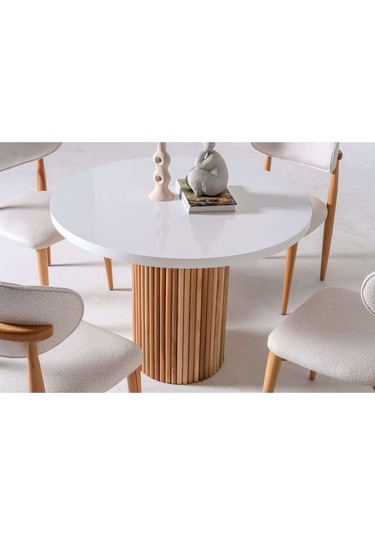 Bruge Modern Yemek Masası Takım 2 Sandalye Beyaz