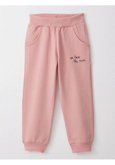 Kız Çocuk Çiçek Desenli Pamuklu Eşofman Takım-14584 Gri