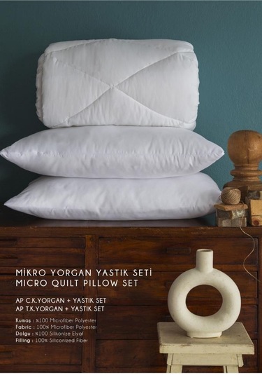 Apricitas Mikro Yorgan Seti + Yastık Seti Ç.k Beyaz