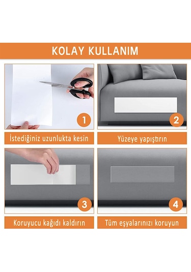 Pawaway Kedi Eğitim Bandı 2 Yüzü Yapışkanlı Koltuk Mobilya Tırmalama Caydırıcı 5 Adet Şeffaf 15 x 45 CM