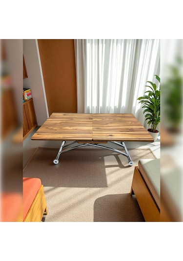 Ortadan Açılır Akıllı Masa Üst Mdf Alt Ayak Krom