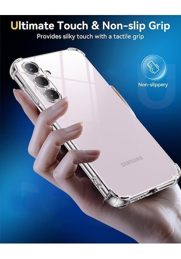 Galaxy S23 Fe Şeffaf Silikon Kılıf Antishock Köşeli Kamera Koruma