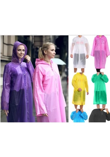 Kadın Erkek Yağmurluk Kapüşonlu Çıtçıtlı Eva Raincoat 4832 Çok Renkli