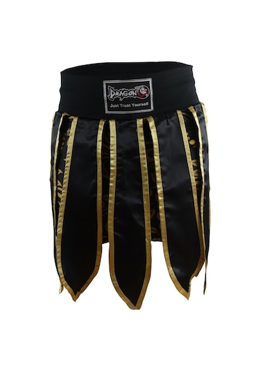Dragondo Mt3031 Muay Thai Kick Boks Şortu Taytlı Püsküllü Şort Siyah Siyah