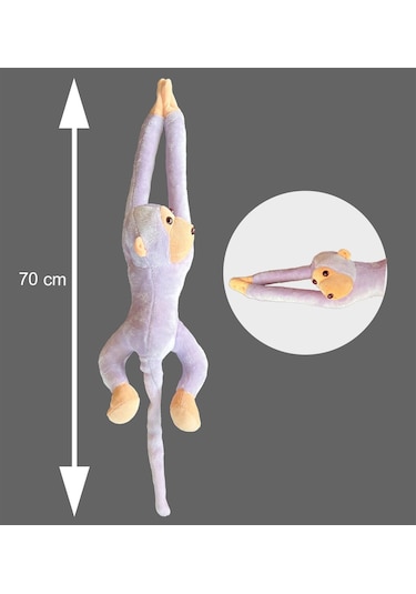 Sevimli Peluş Maymun Oyuncak , Elleri Yapışabilen 70 Cm Lila