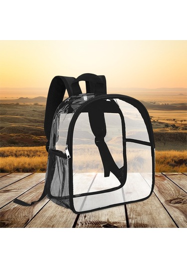 Homyl Şeffaf Sırt Çantası Pvc Mini Dayanıklı Gizli Sakli Siyah