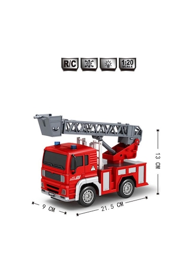 Kumandalı Oyuncak 1:20 Ölçek Pilli Işıklı Sesli Merdivenli İtfaiye Aracı