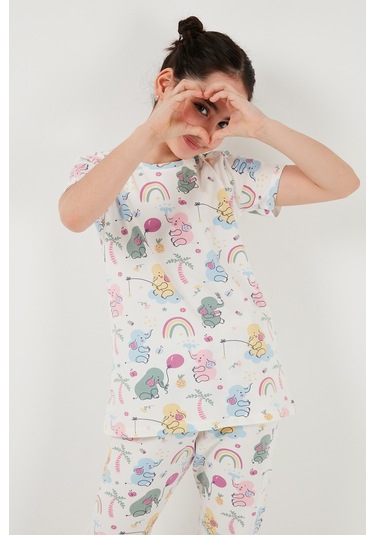 Lela % 100 Pamuk Bisiklet Yaka Kısa Kollu Kız Çocuk Pijama Takımı 6651004 Ekru Lela % 100 Pamuk Bisiklet Yaka Kısa Kollu Kız Çocuk Pijama Takımı 6651004 Ekru