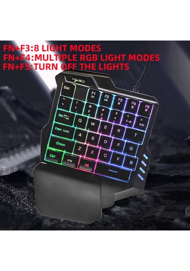 Xindoker "35 Tuşlu Renkli Aydınlatmalı Tek Elle Oyun Klavyesi - Usb Bağlantılı Ve Makro Kayıt Özellikli"