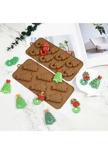 Besthome1 Noel Gibi Silikon Pasta Kalıbı - Yiyecek Grubu, Fırına Uygun, Esnek Çıkarım, Çikolata/pasta Dekorasyonu İçin Renkli Kahverengi