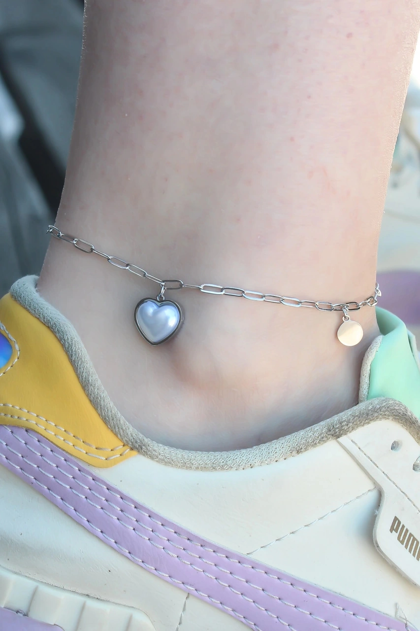 Dodes 316l Çelik Gümüş Renk Kalp Model Kadın Halhal Tg27hh1498 Çok Renkli