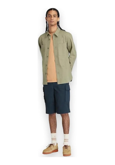 Timberland Tb0a5tzq Brookline Poplin Cargo Lacivert Erkek Şort Beyaz