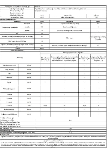 Arçelik 2782 EB 404 LT 8 Çekmeceli Dikey Derin Dondurucu