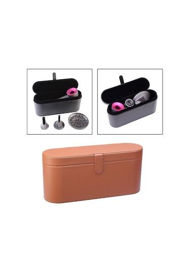 Suntek Magideal Pu Deri Saç Kurutma Makinesi Saklama Kutusu Kahverengi