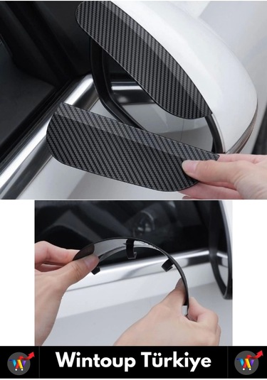 Premium Yüksek Kaliteli Otomobil Ayna Yağmur Koruyucu Karbon Desenli Otomobil Yan Ayna Siper 2 Çift