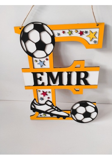 Kişiye Özel Çocuk Odası Kapı Süsü Turuncu - Beyaz