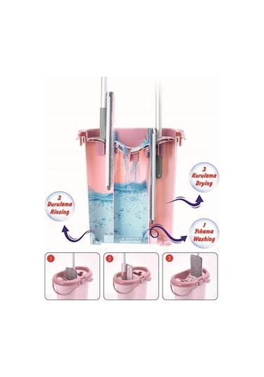 Flora Trio 3 Bölmeli Tablet Mop Temizlik Seti 14 L + 4 Adet Yedek Mikrofiber Bez