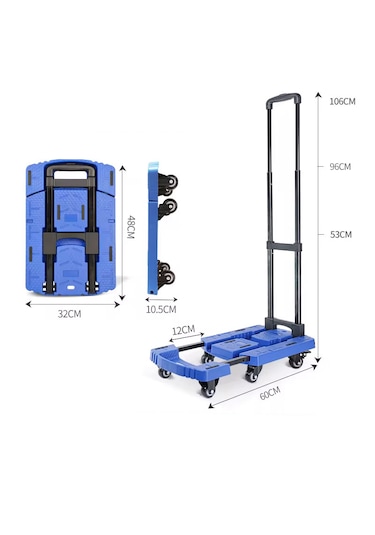 6 Tekerlekli Katlanabilir Paket Taşıma Arabası Lacivert 200kg