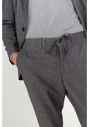 AC&Co / Altınyıldız Classics Erkek Siyah-füme Slim Fit Dar Kesim Mono Yaka Seyahat Çantalı Desenli Takım Elbise Siyah - Füme