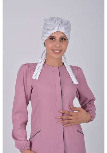 Tesettür Doktor Hemşire Bonesi - Beyaz Yıldız Beyaz