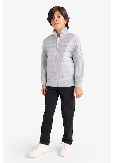 Defacto Erkek Çocuk Yarım Balıkçı Yaka Fermuarlı Triko Hırka C1765a825augr400 Gri