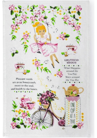 6lı Paket Baskılı Beyaz Mutfak Havlusu Modeli Çok Renkli