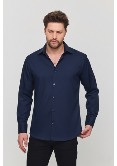 Oversize Rahat Kesim Erkek Gömlek Lacivert