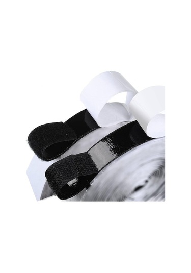 Novahub Siyah Dekorasyon Yapışkanlı Ev Gadget Naylon Etiket Döngü Raptiye Bant Sihirli Etiket Kendinden Yapışkanlı Kanca 20mm - 1 M