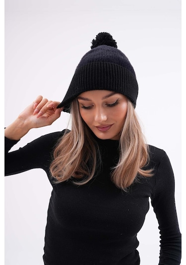 Peluş Ponponlu Bere Siyah