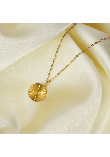 Şık Titanyum Çelik Güneş Işığı Disk Kolye 18 Ayar Altın Kaplama Paslanmaz Çelik Madeni Para Kolye Erkek Ve Kadın Takıları Diğer