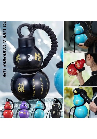 Skycity Siyah Mitoloji Kalebik Şekilli Plastik Matara 800ml - Eldiven Kordon Ve Metal Sticker İle Günlük Kullanım İçin Pratik Su Bardak Çok Renkli