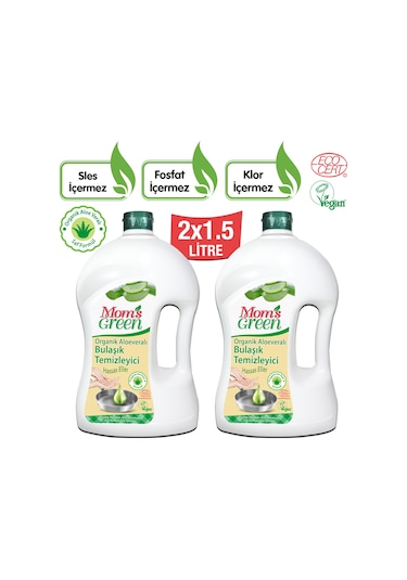 Mom's Green Aloevera Bitkisel Bulaşık Temizleyici 2 x 1500 ML