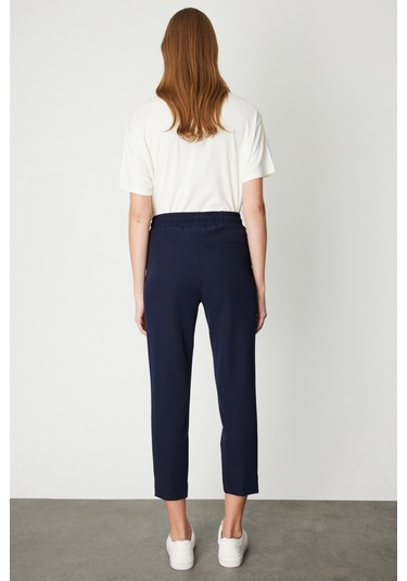 On Kadın Önü Çimalı Dar Paça Eşofman Altı 64138 Lacivert Lacivert