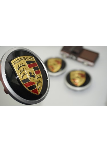 Dk Tuning Porsche Yeni Nesil Siyah Gri Jant Göbeği Kapak Seti 76m