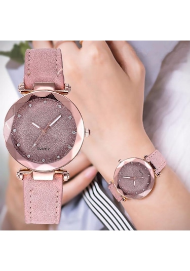 Pembe Moda Yıldızlı Gökyüzü Kızın Kuvars Saatler En Lüks Bayanlar Kol Saatleri Arkadaş, Aile İçin Hediyeler
