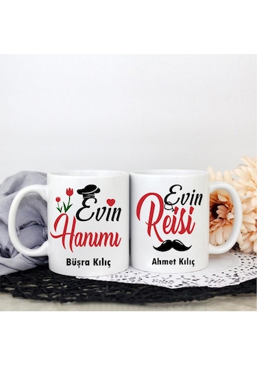 Nilhediye Çiftlere Özel İsimli Kupa Bardak Evin Reisi Hanımı - 487102370