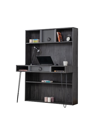 Setaymobilya Çalışma Masası, Black New Üniteli Çalışma Masası Antrasit