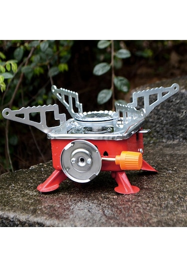 Kamp Sobası, Katlanabilir Kare Soba, Rüzgar Açık Kamp Piknik Gazı, Metal Kamp Sobası, Açık Sırt Çantası Yürüyüş Piknik İçin Gri