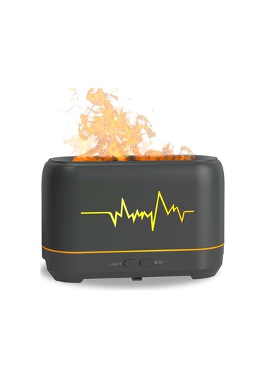 Sones Yx-1690 Ahşap Desenli Aroma Difüzörü Hollow Flame Nemlendirici Siyah