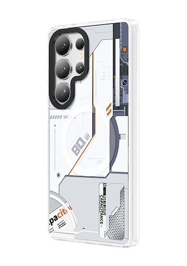 Galaxy Uyumlu S25 Ultra Kılıf Magsafe Şarj Özellikli Benks Dynamic Mecha Serisi Kapak Beyaz