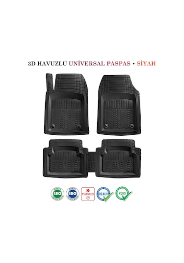 Fiat Punto 2012-2018 Uyumlu 3d Havuzlu Paspas Takımı Pro Siyah