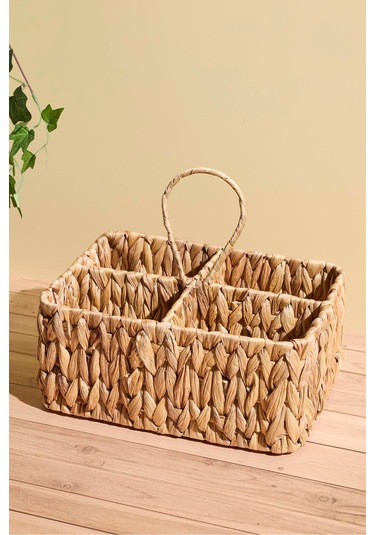 Cliento Hasır 4 Bölmeli Organizer Sepet Kahverengı Kahverengi