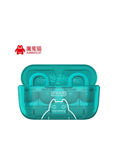 Yeşil Renkli Spor Kulağa Takılan Açık Tipli Headphone, Qingcheng Devil Cat Kolaborasyon Serisi