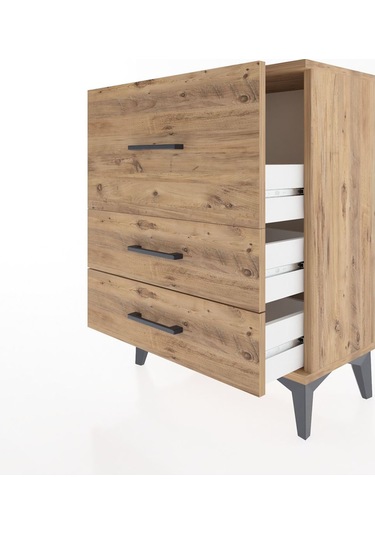 Arges Komodin Tek Raflı 2 Çekmeceli 60x30x80 Çam-çam Çam