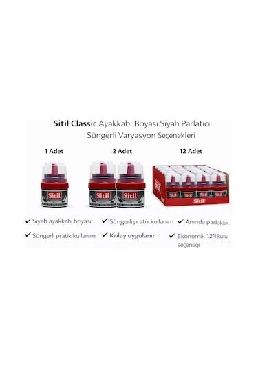 Sitil Classic Ayakkabı Boyası Siyah Parlatıcı Süngerli Siyah