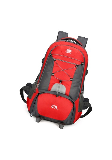Jeehugo 60l Yüksek Yoğunluklu Nilon Dağcı Sırt Çantası - Su Geçirmez, Bölünmüş Depolama, Nefes Alıcı Arka Sistemi Ve Reflektör Çubuklarıyla Outdoor Maceralar İçin Kırmızı