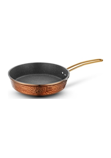 Brioni Copper 9 Parça Yanmaz Yapışmaz Bakır Görünümlü Granit Tencere Seti Bakır